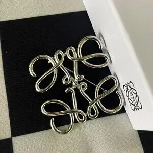 Authentic LOEWE Anagram Brooch - Silver-Tone, New with Branded Packaging